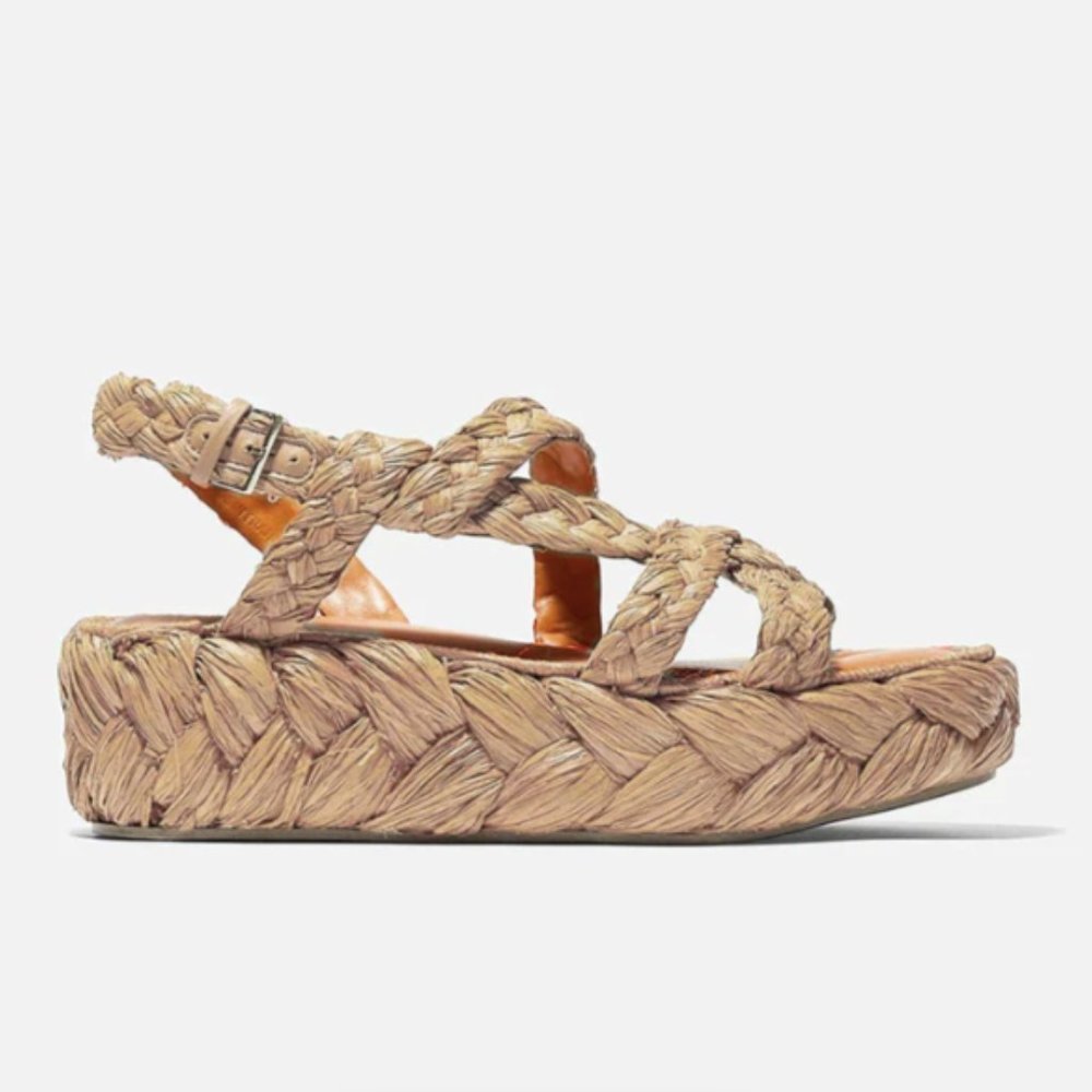 NWT Robert Clergerie Antona Natural Raffia Woven Flatform Sandals $625